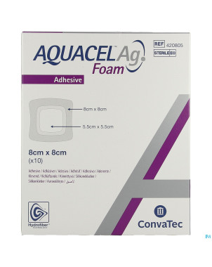 Aquacel ag foam adhesif 8x8cm 10