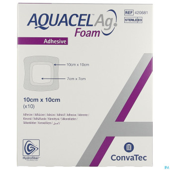 Aquacel ag foam adhesif 10x10cm 10