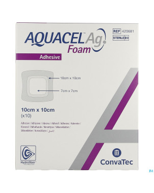 Aquacel ag foam adhesif 10x10cm 10