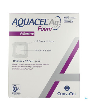 Aquacel ag foam adhesif 12,5x12,5cm 10