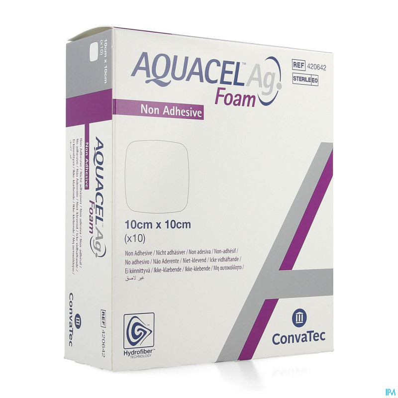 Aquacel ag foam non adhesif 10x10cm 10