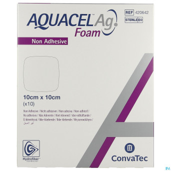 Aquacel ag foam non adhesif 10x10cm 10