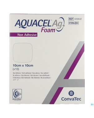 Aquacel ag foam non adhesif 10x10cm 10