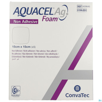 Aquacel ag foam non adhesif 15x15cm 5