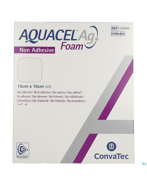 Aquacel ag foam non adhesif 15x15cm 5