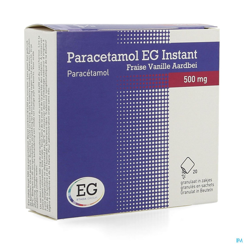 Paracetamol eg inst.500mg vanille-fraise    sach20
