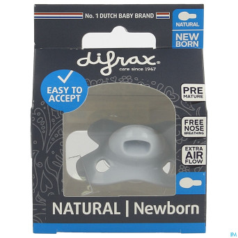 Difrax sucette natural newborn uni/pure bleu/ice