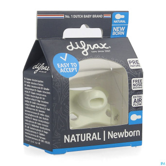 Difrax sucette natural newborn uni/pure cr/popcorn