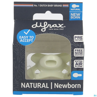 Difrax sucette natural newborn uni/pure cr/popcorn