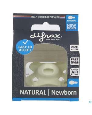 Difrax sucette natural newborn uni/pure cr/popcorn