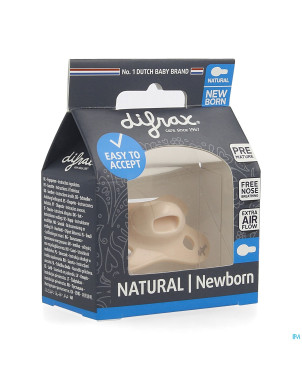 Difrax sucette natural newborn uni/pure rose/blos.