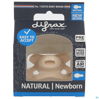 Difrax sucette natural newborn uni/pure rose/blos.