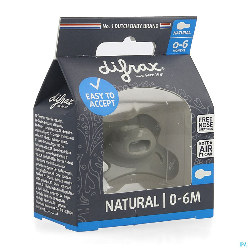 Difrax sucette natural 0-6m uni/pure assorti
