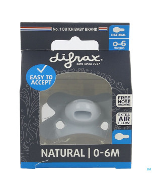Difrax sucette natural 0-6m uni/pure bleu/ice