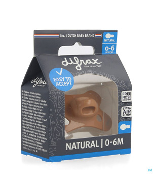 Difrax sucette natural 0-6m uni/pure brun/brick