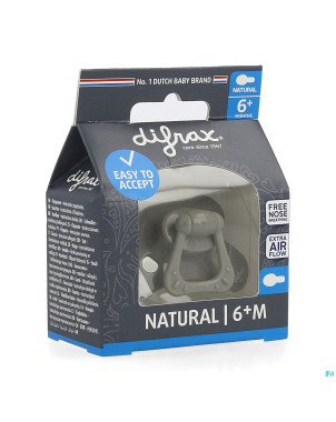 Difrax sucette natural 6m+ uni/pure gris/clay