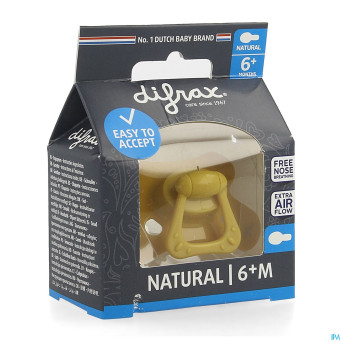 Difrax sucette natural 6m+ uni/pure jaune/honey