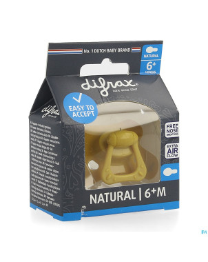 Difrax sucette natural 6m+ uni/pure jaune/honey