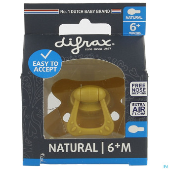 Difrax sucette natural 6m+ uni/pure jaune/honey