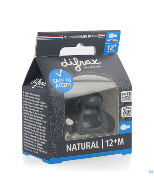 Difrax sucette natural 12m+ uni/pure bleu f./even.