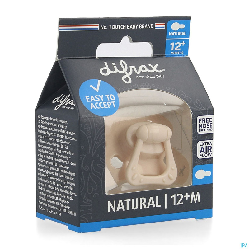 Difrax sucette natural 12m+ uni/pure rose/blossom