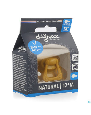 Difrax sucette natural 12m+ uni/pure orange/pumpk.