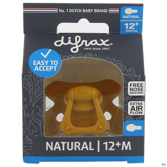 Difrax sucette natural 12m+ uni/pure orange/pumpk.