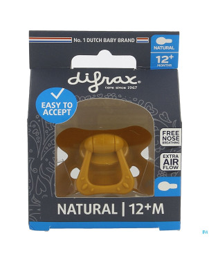 Difrax sucette natural 12m+ uni/pure orange/pumpk.