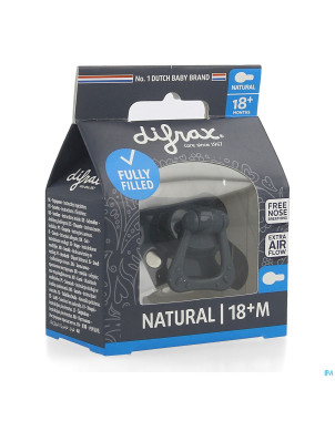 Difrax sucette natural 18m+ uni/pure bleu f./even.