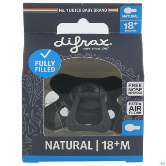 Difrax sucette natural 18m+ uni/pure bleu f./even.