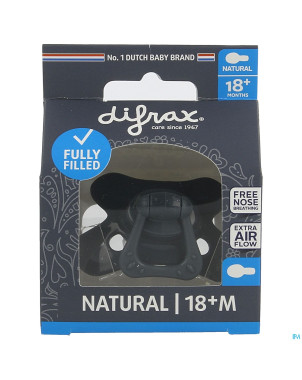 Difrax sucette natural 18m+ uni/pure bleu f./even.