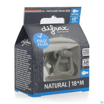 Difrax sucette natural 18m+ uni/pure gris/clay