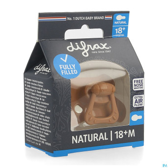 Difrax sucette natural 18m+ uni/pure brun/brick