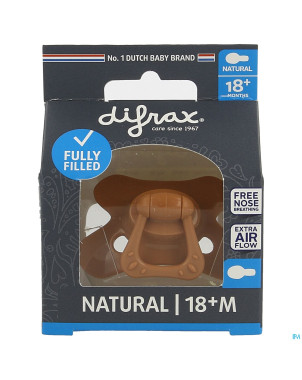 Difrax sucette natural 18m+ uni/pure brun/brick