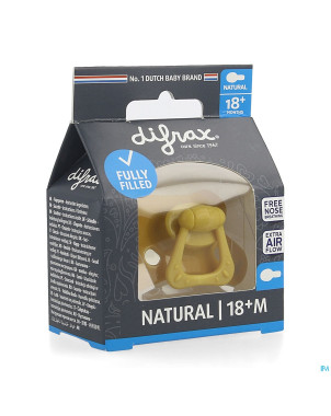 Difrax sucette natural 18m+ uni/pure jaune/honey