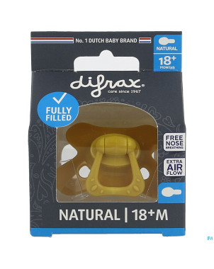 Difrax sucette natural 18m+ uni/pure jaune/honey
