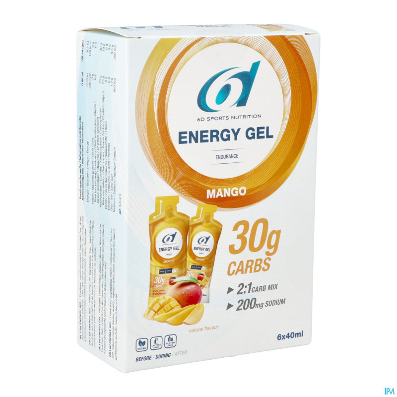 6d sixd energy gel mango    6x40ml