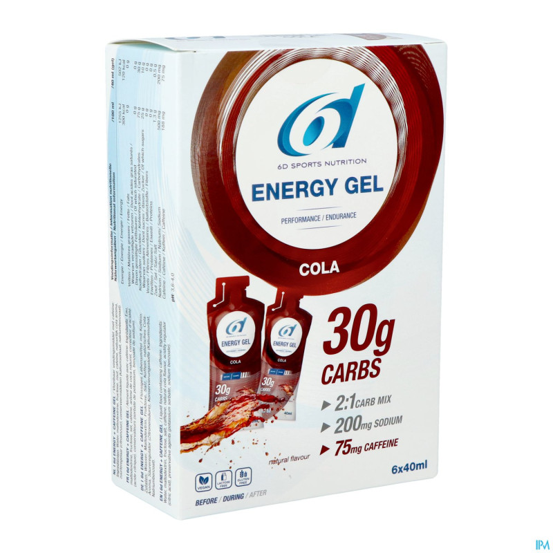 6d sixd energy + caffeine gel cola    6x40ml