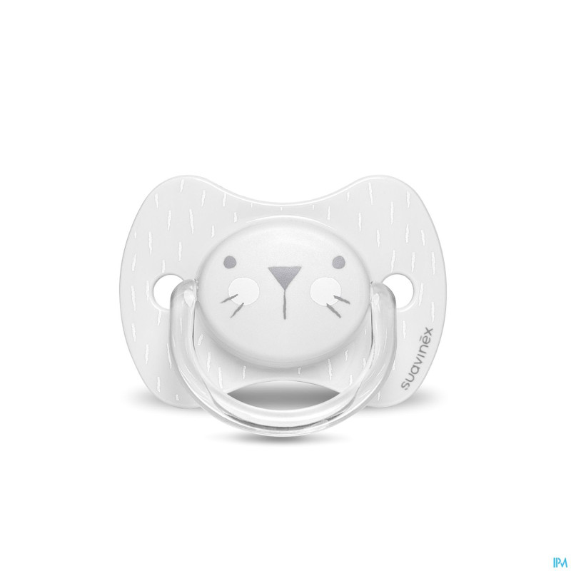 Suavinex hygge sucette silic.anat.0/6m moust. gris