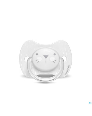 Suavinex hygge sucette silic.anat.0/6m moust. gris