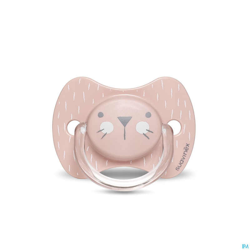Suavinex hygge sucette silic.anat.0/6m moust. rose