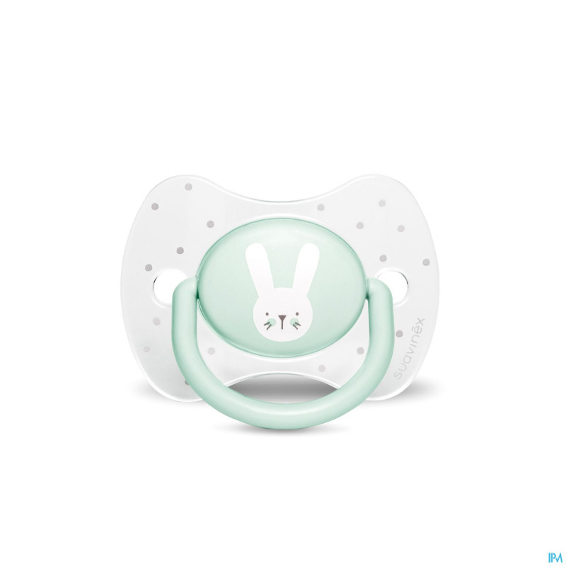 Suavinex hygge sucette silic.anat.0/6m lapins vert