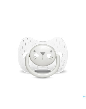 Suavinex hygge sucette silic.anat.6/18m moust.gris