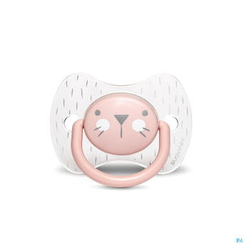 Suavinex hygge sucette silic.anat.6/18m moust.rose