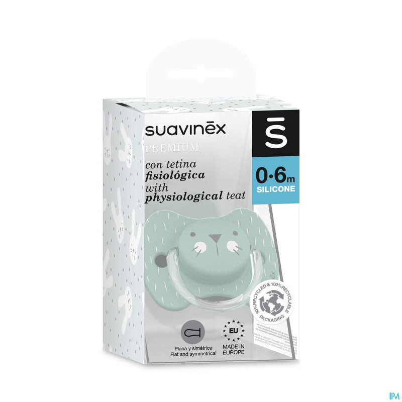 Suavinex hygge sucette silic.anat.+18m moust.vert