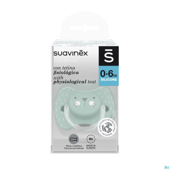 Suavinex hygge sucette silic.anat.+18m moust.vert