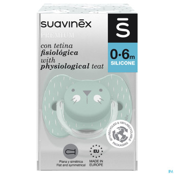 Suavinex hygge sucette silic.anat.+18m moust.vert