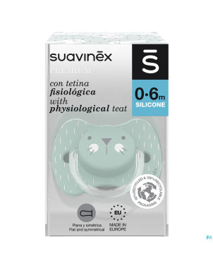 Suavinex hygge sucette silic.anat.+18m moust.vert