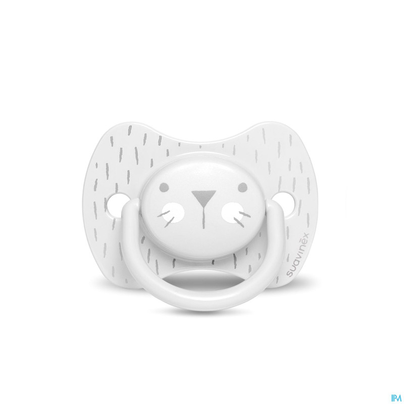 Suavinex hygge sucette silic.anat.+18m moust.gris