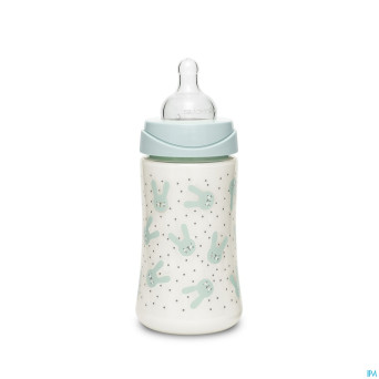 Suavinex hygge biberon silic. 3p 270ml lapins vert